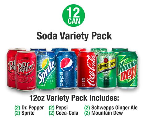 Buy 12 Can Soda Variety Pack Assortment Of Coke Pepsi Dr Pepper