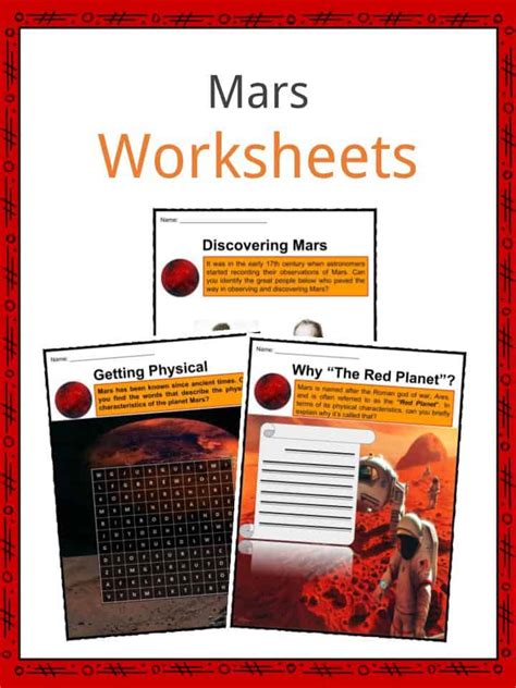 Mars Facts And Worksheets Discovery Climate Exploration Missions