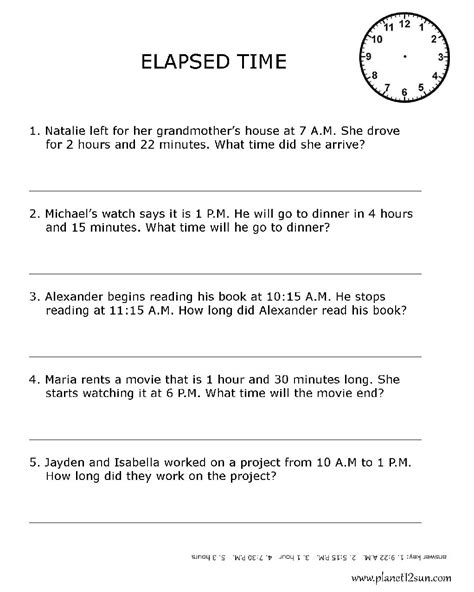 Elapsed Time Math Blank