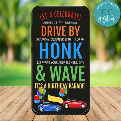 Invitations Editable Drive By Birthday Parade Invitation Drive Through