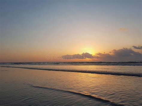 Light Yellow Sunset Beach Paradise White Sandy Dramatic Ocean Blue Sky