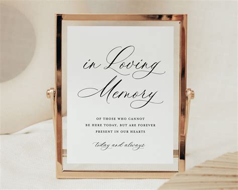 In Loving Memory Wedding Sign Template, Modern Memorial Ceremony Sign