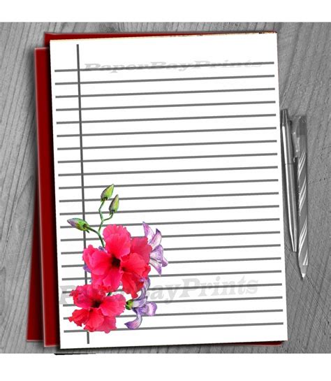 Printable Floral Writing Paper Printable Flower Writing Etsy Canada