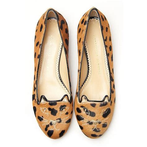 Charlotte Olympia Kitty Leopard Flat 825 Liked On Polyvore Leopard