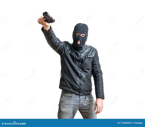 Robber Aiming With His Gun Stock Photo 19205556