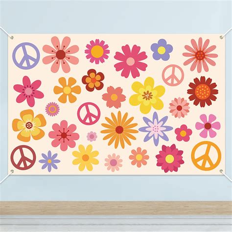 Buy Hippie Groovy Backdrop Banner 60s70s Party Background Extra Large