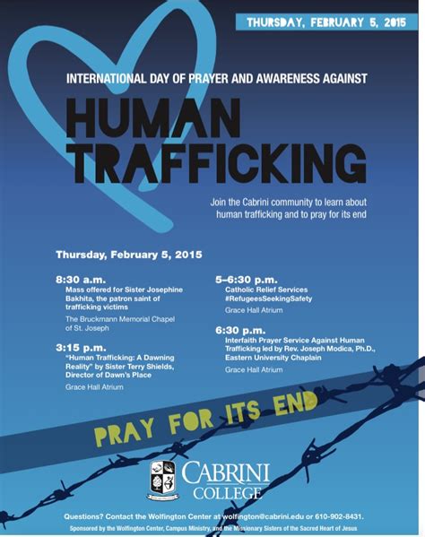 Cabrini College Observes International Anti Human Trafficking Prayer Day Missionary Sisters Of