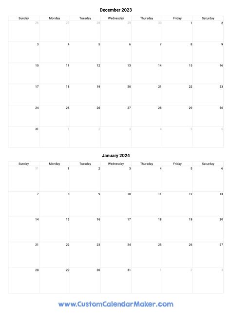 Printable Calendar For Dec 2024 And Jan 2024 Liesa Pamella