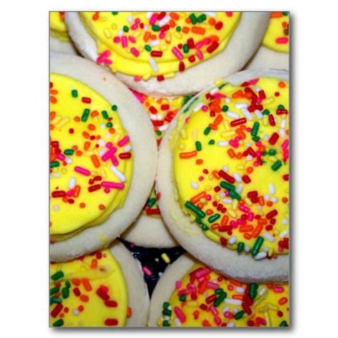 Sugar is a wondrous, misunderstood building block of life. Yellow Iced Sugar Cookies w/Sprinkles Postcard | Zazzle ...