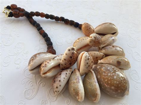 Kenyan Cowrie Shells And African Glass Bead Necklace1875 Etsy