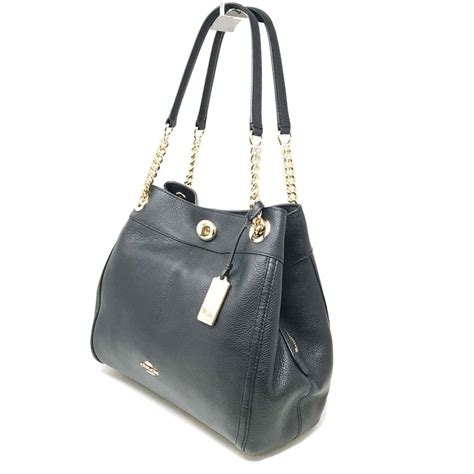 Coach Edie 36855 Liblk Turnlock Pebbled Black Ladies Shoulder Bag For