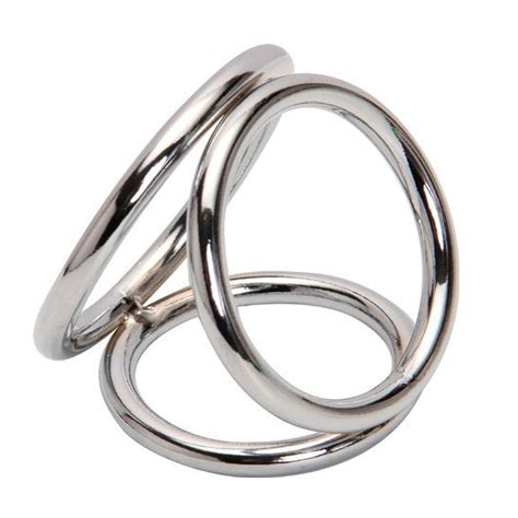 Stainless Steel Triad Chamber Triple Cock And Ball Ring Penis Cage 3 O Rings C Ring Harder