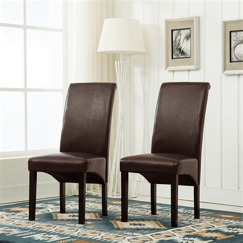 Lucy Faux Leather Dining Chairs Roll Top Scroll High Back With Black