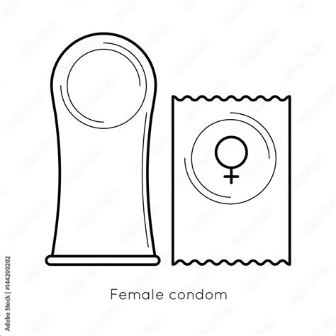 Vecteur Stock Contraception Method Female Condom Woman Contraceptive Icons Set Safe Sex