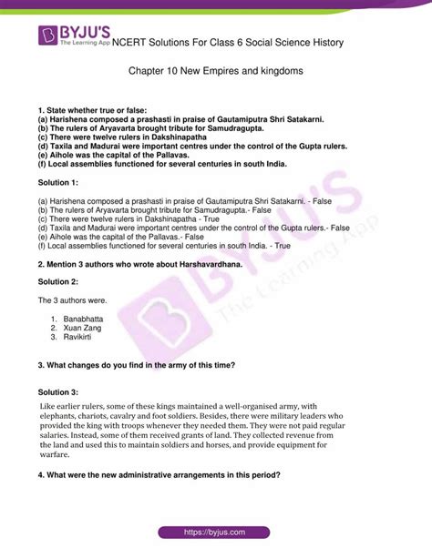 Ncert Solutions For Class 6 History Social Science Chapter 10 New