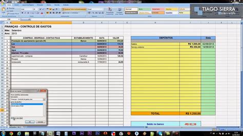 Tiago Sierra Finanças Controle De Despesas Excel Básico Simples