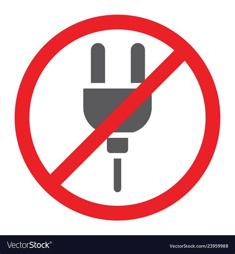 No Plug Glyph Icon Prohibited And Forbidden Do Vector Image