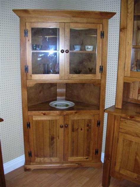 Rustic Pine Large Corner Cabinet Solid Wood Mennonite Furniture Hart
