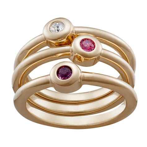 Gold Over Sterling Stackable Round Birthstone Trio Ring Set 42292