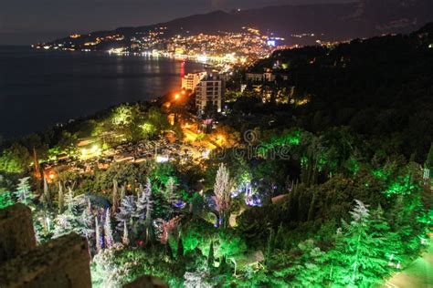 Night Illumination Of Yalta Coast Stock Image Image Of Crimea