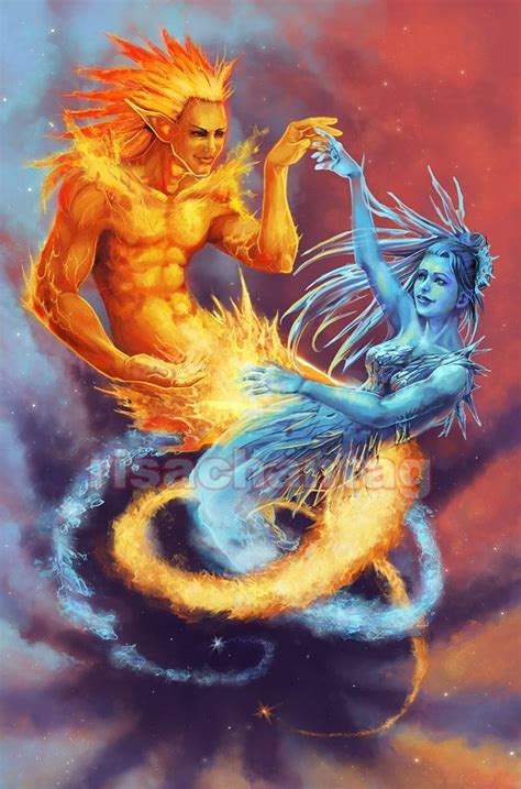 Original Fire And Ice By Risachantag On Deviantart Twin Flame Art