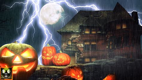 Halloween Thunderstorm Ambience With Rain Heavy Thunder And Scary