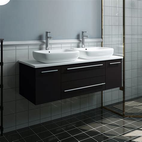 Fresca 48 Inch Lucera Double Sink Floating Vanity With Top And Vessel