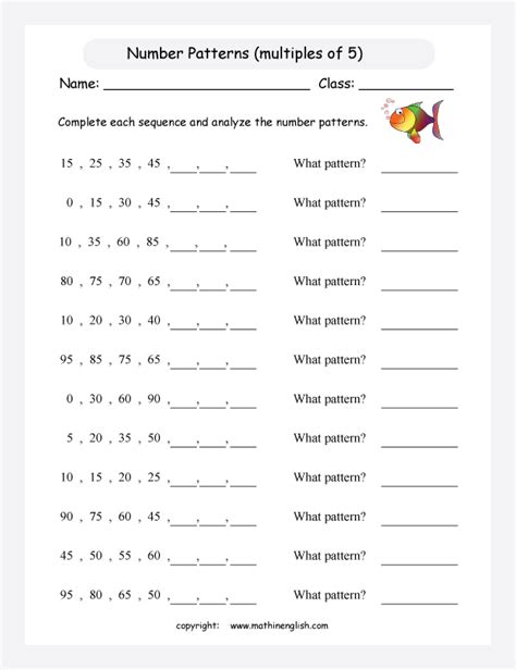 Grade 5 Number Patterns Worksheets Numbersworksheetcom Grade 5 Number