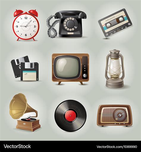 Retro Icons Royalty Free Vector Image Vectorstock