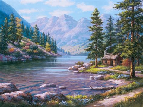 Frameless River Landscape Diy Digital Painting By Numbers Kits Hand