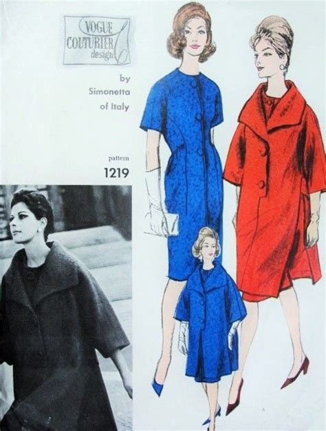 1960 Elegant Simonetta Coat And Dress Pattern Vogue Couturier Design