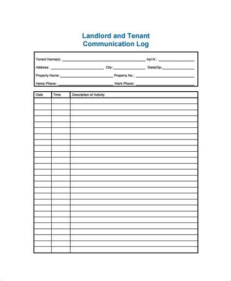 Communication Record Template Hq Template Documents