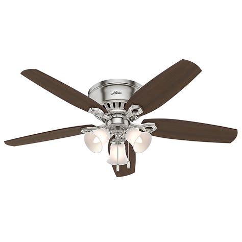 Builder 52 Inch Low Profile Ceiling Fan Brushed Nickel With 3 Lights