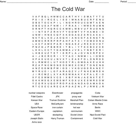 Cold War Word Search Wordmint Word Search Printable