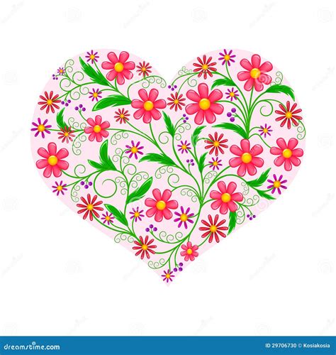 Flower Heart Stock Vector Illustration Of Pattern Blossoming 29706730