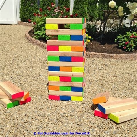 How To Make A Colorful Outdoor Giant Jenga Game Garden Sanity By Pet
