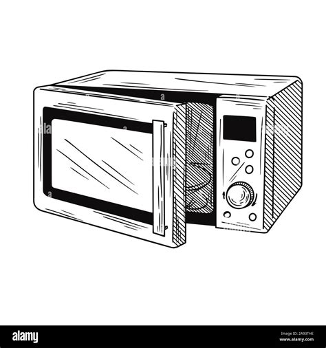 Microwave Oven Isolated On White Background Vector Illustration Of A