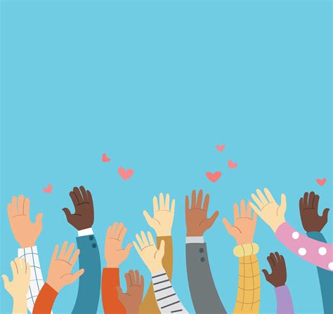 Raised Hands Volunteering And Blue Background Vector Concept 538634