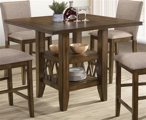 Shirina Oak Wood Square Counter Height Table With Storage By Acme