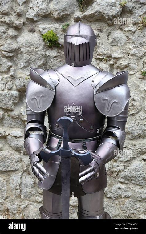 Medieval Full Plate Armor Knight Metal Suit Of Armor Set Stock Photo