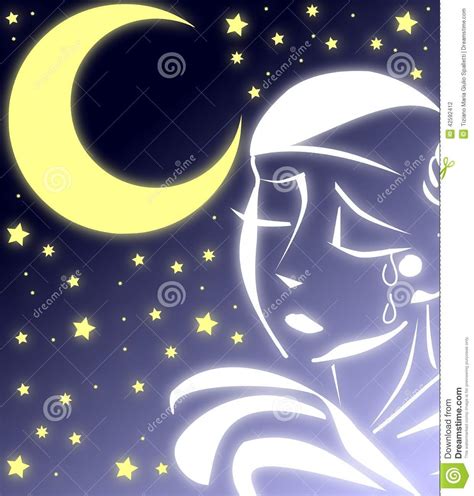 Sad Pierrot In A Starry Night Stock Illustration Illustration Of