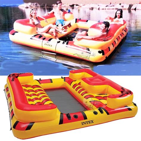 Intex Oasis Island Inflatable 5 Person Floating Outdoor Pool Lounge