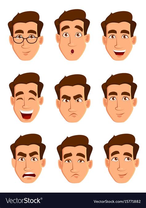 Face Expressions A Man Different Male Emotions Vector Image