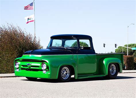 Pro Street 1956 Ford F 100 Shows Big Smooth Green Behind Autoevolution