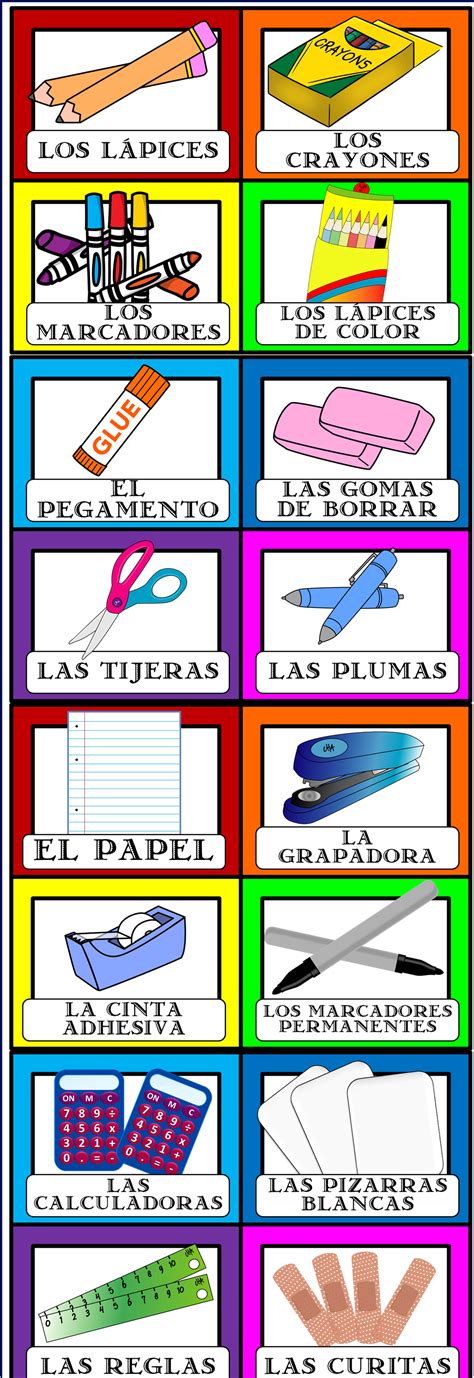 Spanish Labels For Classroom Objects With Images Middle School