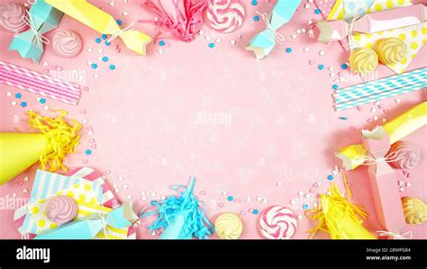 Happy Birthday Party Pastel Colors Theme Modern Creative Layout Flat