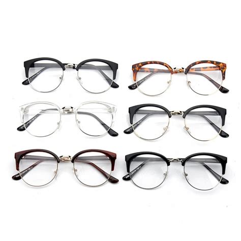 women vintage nerd glasses clear lens eyewear men retro round metal frame glasses