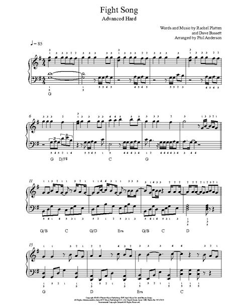 Fight Song By Rachel Platten Piano Sheet Music Advanced Level