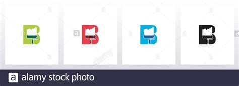 Paint Roller On Letter Logo Design B Stock Vector Image And Art Alamy