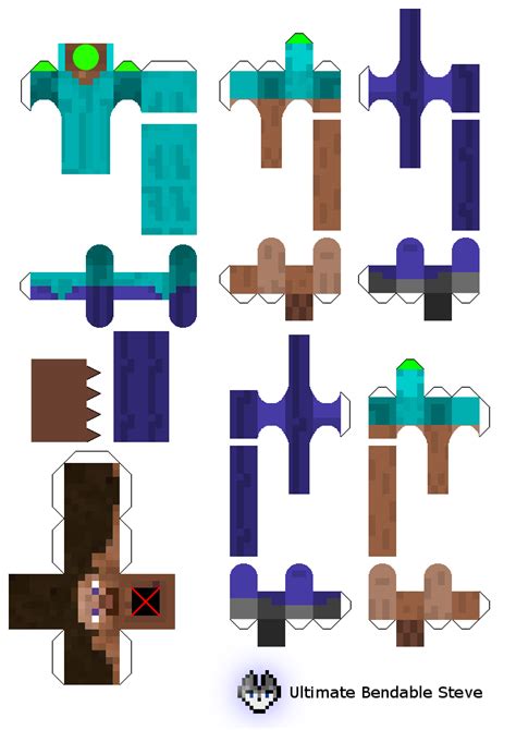 5 Easy Minecraft Bendable Steve With Diamond Enchanted Armor Papercraft